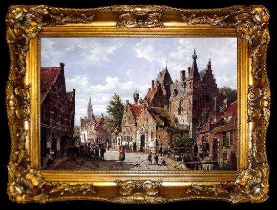 framed  unknow artist European city landscape, street landsacpe, construction, frontstore, building and architecture.006, ta009-2